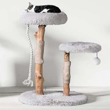 MAU Modern Cat Tree Tower, Natural Branch Cat Condo, Luxury Wood Cat Tower, Cat Scratching Tree, Cat Condo, Cat Lover Gift, Luxury Cat, Cat Gifts by Mau Lifestyle