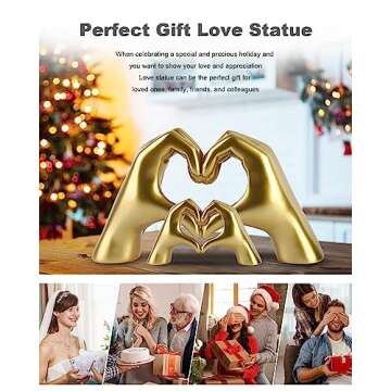 loveparadise Heart Hands Sculpture for Living Room Decor,Gold Decor Love Finger Statue for Boho Wedding Decorations,Heart Gesture Ornaments Home Decor for Shelves,Console Decor 2Pcs