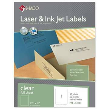 MACO Clear Printable Labels - Versatile Crafting Solution