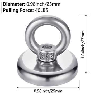 FINDMAG 40 LBS(18KG) Magnetic Hooks Super Strong Neodymium Magnetic Hooks with Countersunk Hole Eyeb...