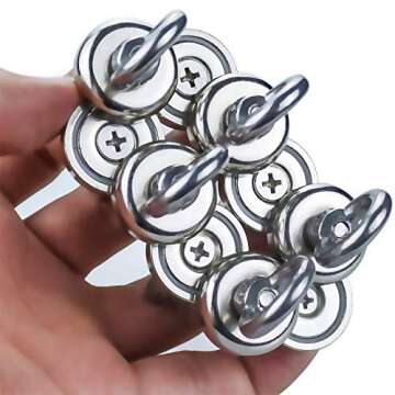 FINDMAG 40 LBS(18KG) Magnetic Hooks Super Strong Neodymium Magnetic Hooks with Countersunk Hole Eyebolt for Home Kitchen Workplace Office and Garage - 10 Pack