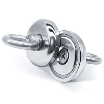 FINDMAG 40 LBS(18KG) Magnetic Hooks Super Strong Neodymium Magnetic Hooks with Countersunk Hole Eyebolt for Home Kitchen Workplace Office and Garage - 10 Pack