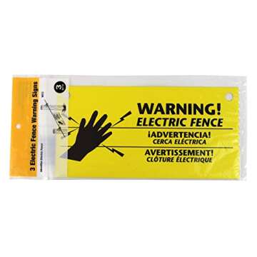 Zareba WS3 3-Pack Electric Fence Warning Signs for High Visibility