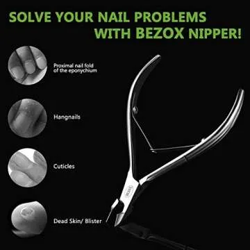 BEZOX Cuticle Clippers - Stainless Steel Professional Cuticle Cutter Cuticle Trimmers - Full Jaw Manicure Hangnail Clipper (6mm Jaw)