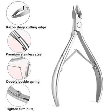 BEZOX Cuticle Clippers - Stainless Steel Professional Cuticle Cutter Cuticle Trimmers - Full Jaw Manicure Hangnail Clipper (6mm Jaw)