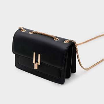 Crossbody Bags for Women Leather Cross Body Purses Cute Color-Block Designer Handbags Shoulder Bag Medium Size Black