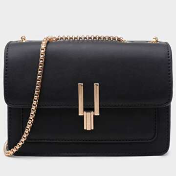 Crossbody Bags for Women Leather Cross Body Purses Cute Color-Block Designer Handbags Shoulder Bag Medium Size Black