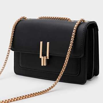 Crossbody Bags for Women Leather Cross Body Purses Cute Color-Block Designer Handbags Shoulder Bag Medium Size Black
