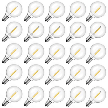 Brightown G40 Replacement LED Light Bulbs, 25 Pack Clear Globe Bulb fits E12 C7 Candelabra Screw Bas...