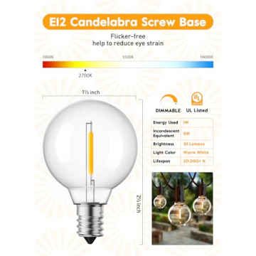 Brightown G40 LED Light Bulbs - 25 Pack for Indoor Outdoor Use