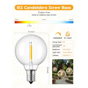 Brightown G40 LED Light Bulbs - 25 Pack for Indoor Outdoor Use