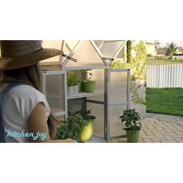 Kitchen Joy Mini Greenhouse Kit - Outdoor Plant Stand, Small Green House, Plant Stand Indoor, Green Houses for Outside, Indoor Garden & Patio Accessories Indoor Greenhouse, Tiered Plant Stand