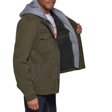 Levi's Men's Washed Cotton Military Jacket with Hood