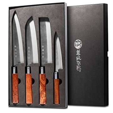 Simple Song Traditional Japanese Professional Kitchen Chef Knife Set - Premium Gyuto Santoku Nakiri ...
