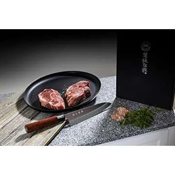 Simple Song Traditional Japanese Professional Kitchen Chef Knife Set - Premium Gyuto Santoku Nakiri Petty High Corrosion Resistance Full Tang Knife Set