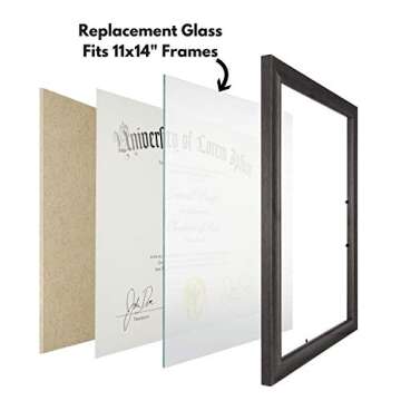 Icona Bay Heat Strengthened Glass Replacement for Picture Frame, Shatter Free Frame Replacement Glass, Scratch Proof Frame Glass (Clear, 11x14 Inch), Semi Tempered Glass Cover Sheet