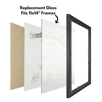 Icona Bay Heat Strengthened Glass Replacement for Picture Frame, Shatter Free Frame Replacement Glass, Scratch Proof Frame Glass (Clear, 11x14 Inch), Semi Tempered Glass Cover Sheet
