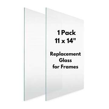 Icona Bay Heat Strengthened Glass Replacement for Picture Frame, Shatter Free Frame Replacement Glass, Scratch Proof Frame Glass (Clear, 11x14 Inch), Semi Tempered Glass Cover Sheet