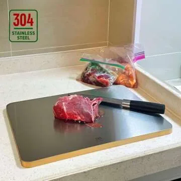 guiogc Dual-Sided Bamboo & Stainless Steel Cutting Board