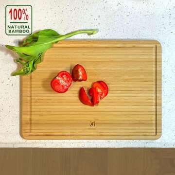 guiogc Dual-Sided Bamboo & Stainless Steel Cutting Board