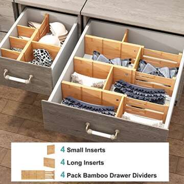 Vriccc Adjustable Bamboo Drawer Organizers for All