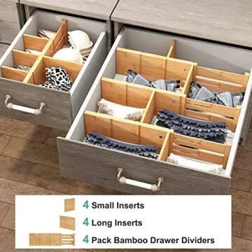 Vriccc Adjustable Bamboo Drawer Organizers for All