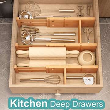 Vriccc Adjustable Bamboo Drawer Organizers for All