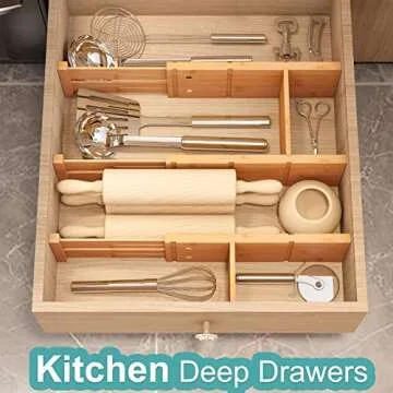 Vriccc Adjustable Bamboo Drawer Organizers for All