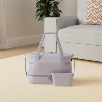 ETRONIK Gym Bag for Women, Travel Duffel Bag with USB Charging Port, Weekender Overnight Bag with Wet Pocket and Shoes Compartment for Women, Travel, Gym, Yoga (Purple)