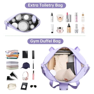 ETRONIK Gym Bag for Women, Travel Duffel Bag with USB Charging Port, Weekender Overnight Bag with Wet Pocket and Shoes Compartment for Women, Travel, Gym, Yoga (Purple)