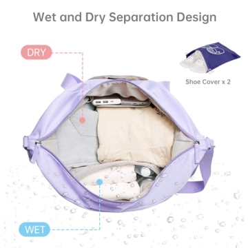 ETRONIK Gym Bag for Women, Travel Duffel Bag with USB Charging Port, Weekender Overnight Bag with Wet Pocket and Shoes Compartment for Women, Travel, Gym, Yoga (Purple)