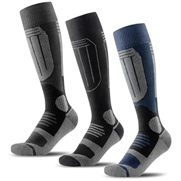 CXGCLUB Wool Ski Socks 3 Pairs - Thermal Socks for Skiing Snowboarding,OTC Knee High Performance Ice...
