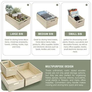 Stylish Sorbus Wooden Storage Bins - 3-Piece Set