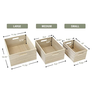 Stylish Sorbus Wooden Storage Bins - 3-Piece Set