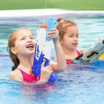 Water Gun for Kids and Adults(Set Includes 2 Guns) Long Shooting(Up to 30 feet) Squirt Guns with Big Water Reservour(1200 CC) (White)