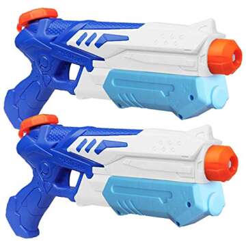 Water Gun for Kids and Adults(Set Includes 2 Guns) Long Shooting(Up to 30 feet) Squirt Guns with Big Water Reservour(1200 CC) (White)