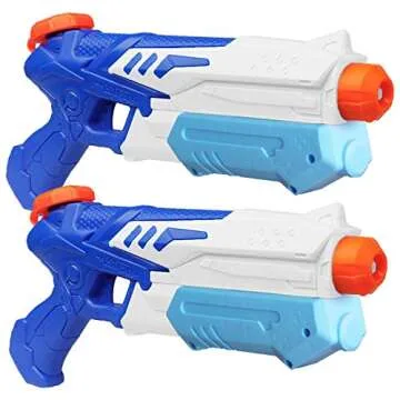 Water Gun for Kids and Adults(Set Includes 2 Guns) Long Shooting(Up to 30 feet) Squirt Guns with Big Water Reservour(1200 CC) (White)