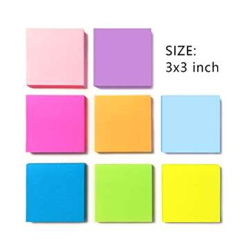 8 Pads Pop Up Sticky Notes 3x3 Refills Bright Colors Self-Stick Notes Pads Super Adhesive Sticky Not...