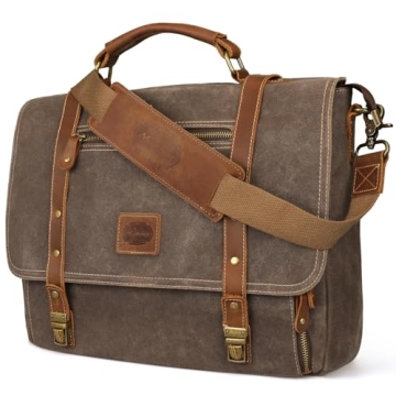 Magnificent Laptop Messenger Bag, Waterproof Vintage Leather Briefcase by Targus
