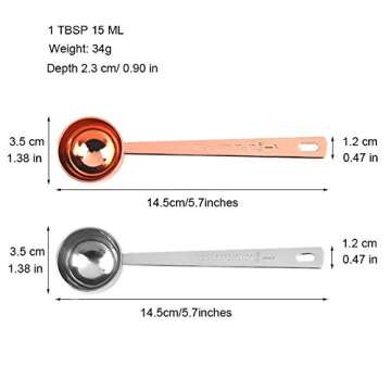 Coffee Scoops, 1 PC 15 ML (1 TPSP) 304 Stainless Steel Coffee Spoons 1 Tablespoon Long Handle Measur...