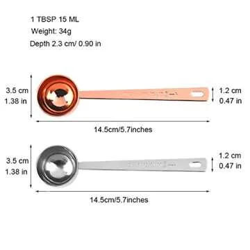 Coffee Scoops, 1 PC 15 ML (1 TPSP) 304 Stainless Steel Coffee Spoons 1 Tablespoon Long Handle Measur...