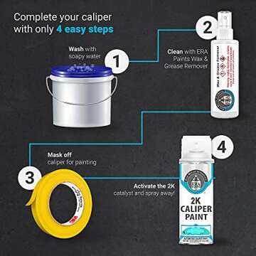 ERA Paints Blue Brake Caliper Paint With Omni-Curing Catalyst Technology - 2K Aerosol Glossy Finish High Temp Resistance And Extreme Durability Against Color Fade And Chemicals Like Brake Fluid