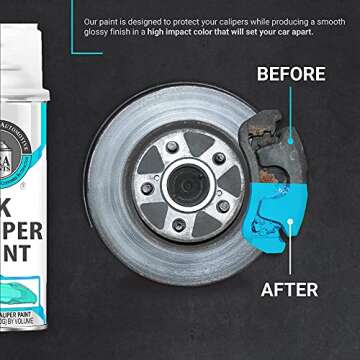 ERA Paints Blue Brake Caliper Paint With Omni-Curing Catalyst Technology - 2K Aerosol Glossy Finish High Temp Resistance And Extreme Durability Against Color Fade And Chemicals Like Brake Fluid
