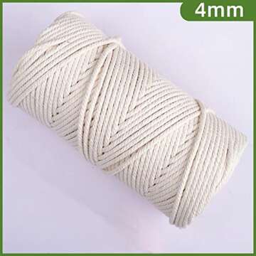 Feelmate 4mm x 328 Feet Cotton Rope Macrame Cord for Crafts Jewelry Making Home Decoration Gift Wrapping