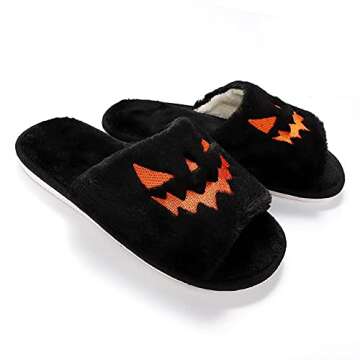 Jeauseul Women's Cozy Pumpkin Slippers for Halloween Fun