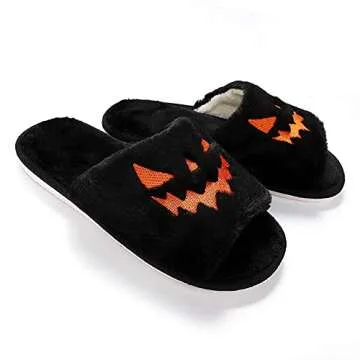 Jeauseul Women's Cozy Pumpkin Slippers for Halloween Fun