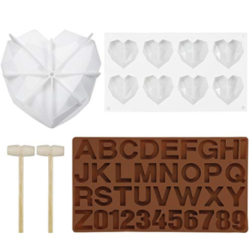 Heart mold, silicone molds for hot chocolate bomb, 8 Cavities Non-stick 3D Small Diamond shape Cake ...