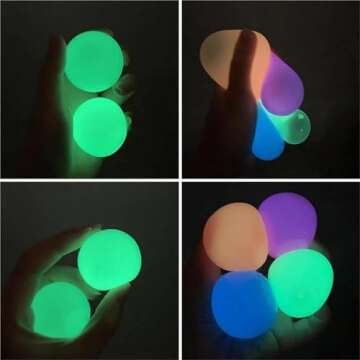 Glorbs - Glorbs Balls, 12 Pack Glorbs Sticky Balls for Ceiling & Wall, Glow in The Dark Sticky Stress Balls (12 Pack)