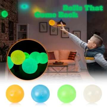Glorbs - Glorbs Balls, 12 Pack Glorbs Sticky Balls for Ceiling & Wall, Glow in The Dark Sticky Stress Balls (12 Pack)