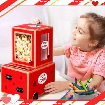 Motipuns Valentine Boxes Mailbox for Kids with 32 Valentines Greeting Cards DIY Valentine's Day Popcorn Card Box Kids Valentines Gift for Party Favor Set for Boys Girls Gift School Classroom Exchange